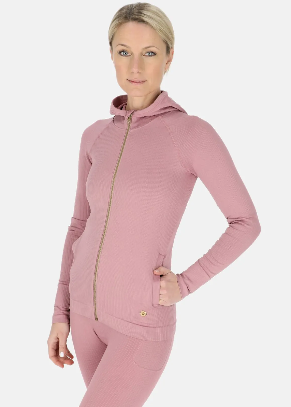 Ribbed Seamless Fullzip Hood W